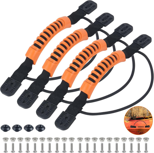 ORLANG Kayak Carry Handles, 2-Hole Replacement Handles with Screws, Suitable for Kayaks, Canoes, Luggage - Black/Orange