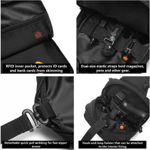 Wotony RFID Blocking Tactical Crossbody Bag for Men - Durable EDC Sling Shoulder Bag with Multi-Pocket Storage