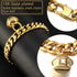 18K Gold Cat Dog Collar, 1/2inch 12mm Wide Stainless Steel Chew Proof Cuban Link Chain with Bell, Neck Fit 6"-14”