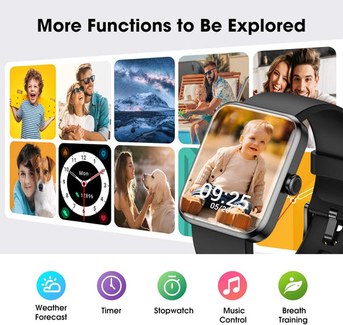 Fitness Tracker Watch, Step Tracker with Heart Rate, Blood Oxygen Monitor, 5ATM Waterproof for Sports