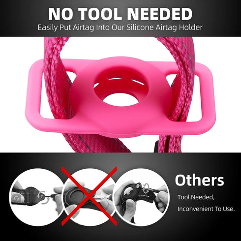 Reflective AirTag Dog Collar, Compatible with Apple AirTag, Nylon Collar with Silicone Holder for Small Medium Large