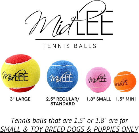 Midlee Mini Dog Tennis Balls with Squeaker, Set of 12 Solid Colors, 1.5"