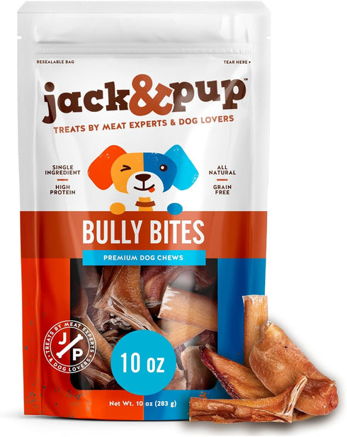 Jack&Pup Bully Stick Bites- 10 oz - Small Dog Treats for Medium
