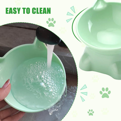 3PCS Elevated Cat Bowls, 15° Tilted Raised Anti-Vomiting Food and Water Bowl Set, Shallow Whisker Friendly Cat Dish