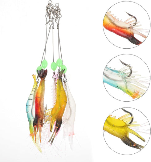 5pcs 9cm 6g MAGICLULU Soft Plastic Fishing Lures with Hooks Artificial Shrimp Baits Glow-in-The-Dark Realistic Soft