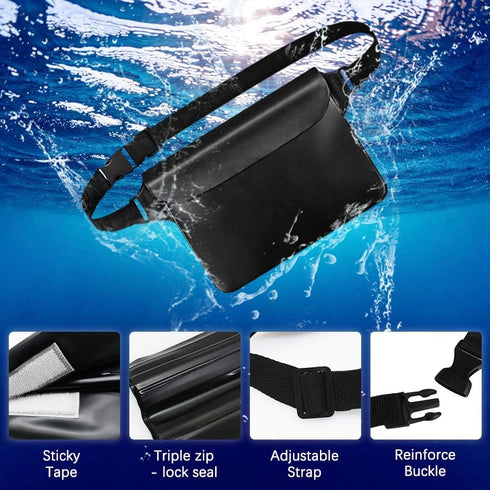 SITAKE 4 Pcs Waterproof Pouch Bags Set, 2 Waterproof Waist Pouch with Adjustable Waist Strap, 2 Waterproof Phone Cases