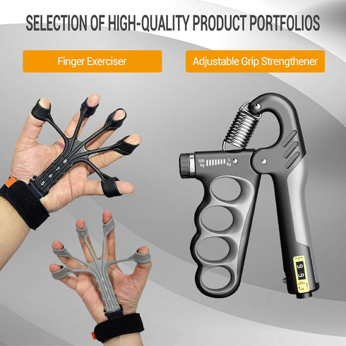 Hand Grip Strengthener, Adjustable Resistance 11-220Lbs Combo Set with Counting, Forearm Strength Trainer
