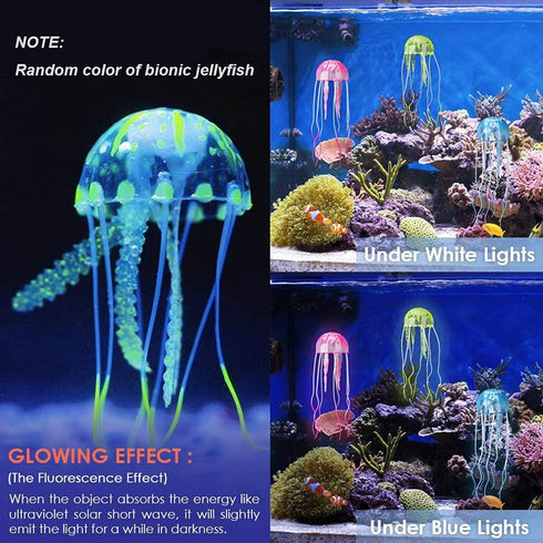 Feeding Fish Ring Set | 4pcs Fish Food Feeder + Jellyfish Decorations + Thermometer Strip for Aquarium Tank Accessories