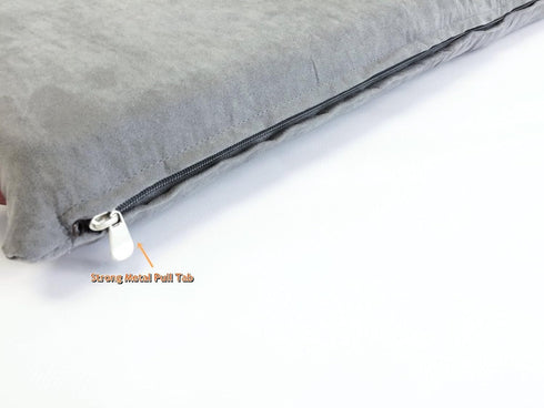 Luxurious Comfort Pet Dog Bed External Cover for Small and Large Dogs - Cover ONLY (47"x29" (45"x27"x3"), Suede - Gray)