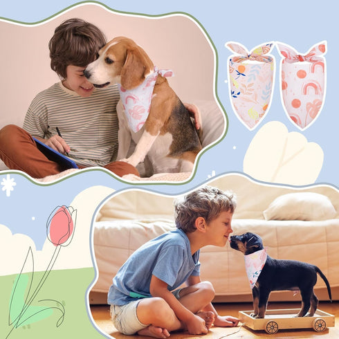 Simihiran 100 Pack Summer Dog Bandanas Bulk Spring Flower Dog Bandanas Pet Costume Dog Outfit Holiday Washable Scarf
