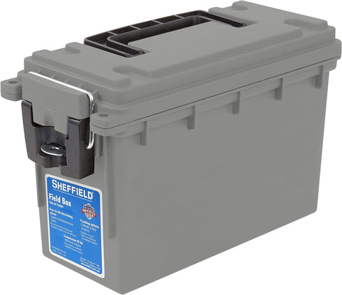 Sheffield 12628 Field Box, Water Resistant Ammo Storage Box, Tamper-Proof Locking Ammo Can, Stackable, Made in The