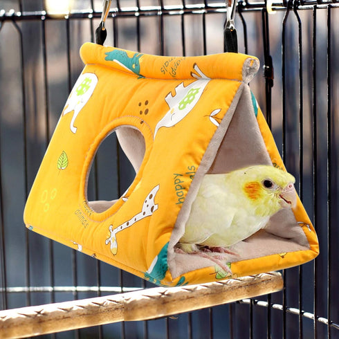 Rypet Winter Warm Bird Nest House - Plush Fluffy Sleeping Bed for Parrot, Parakeet, Cockatiels, Budgies, Yellow