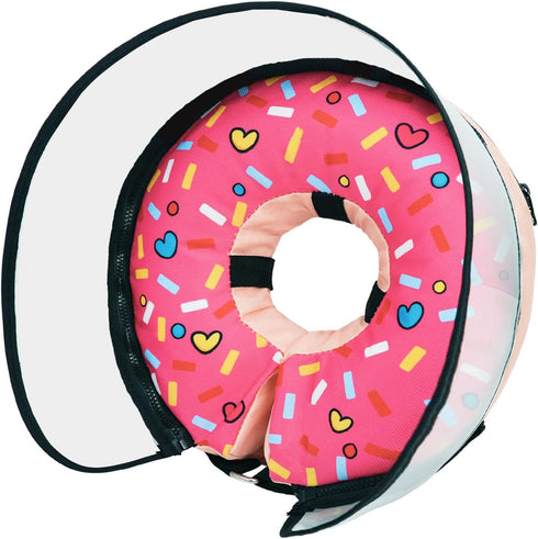 Dog Cone, Dog Surgery Collar, Inflatable Cone for Small Medium Large Dogs, Pink Doughnut Dog Cone Collar, Does Not