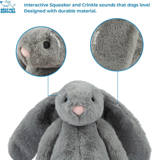 Best Pet Supplies Interactive Bunny Buddy Dog Toy, Crinkle and Squeaky Enrichment for Small Medium Dogs