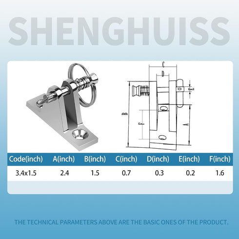 SHENGHUISS 4 Pack Bimini Top Deck Hinge with Quick Release Pin, 316 Stainless Steel Marine Fitting