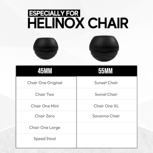 45mm) Stabilizing Rubber Ball Feet for Helinox Camping Chair - Durable Outdoor Chair Leg Cap, Help Stability on Rugged