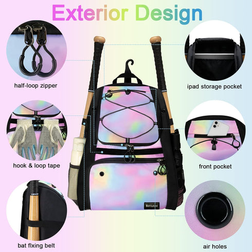 Youth Baseball Bag - Softball Bat Bag with Vented Shoe Compartment, Fence Hook, for Batting Gear, Helmet, TBall