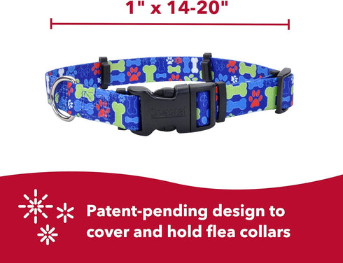Coastal Pet SecureAway Flea Collar Protectors - Adjustable Dog & Puppy Collar Protection, Multi Bones