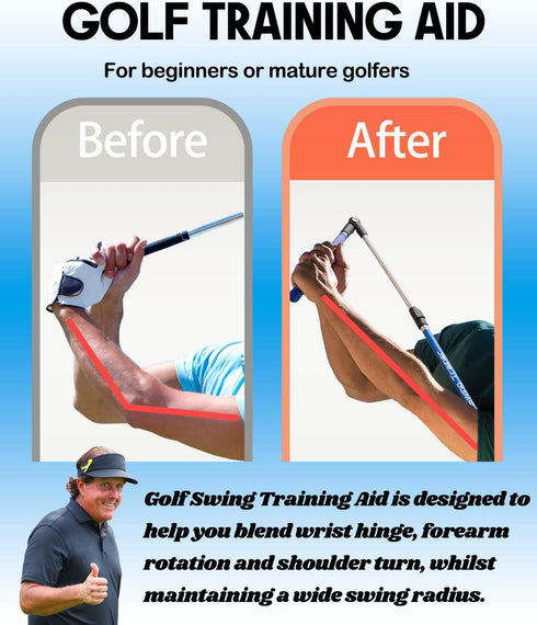 Golf Swing Trainer Aid - Portable Collapsible Trainer for Hinge, Forearm Rotation, Shoulder Turn & Grip