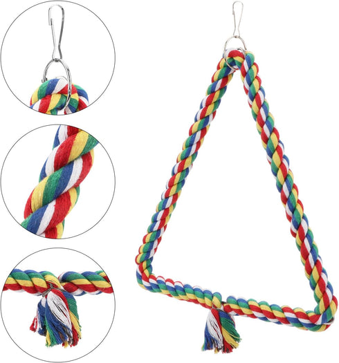 Hypeety Birds Rope Triangle Perch - Adjustable Parrot Cage Stand Chewing Swing Toy Ropes for Small Medium Parrots