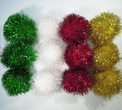 Bushy Sparkle Ball Cat Toy, 12 Pack Interactive Glitter Pom Pom Balls for Kittens