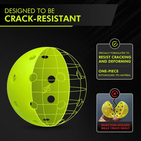 Seamless 40 Pickleball Balls, Outdoor Pickleballs USAPA Approved, Enhanced Durability Pickle Ball with Roto-Molded