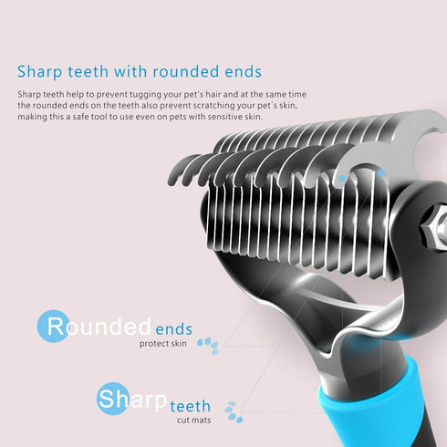 Deshedding 2-Sided Pet Grooming Tool for Cats & Dogs, Reduces Shedding, Dematting for Mats & Tangles