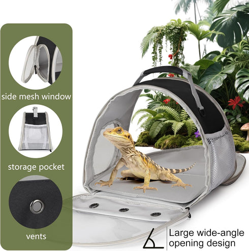 2 Bearded Dragon Travel Carrier,Lizards Carrier, Small Animal Travel Carrier for Sugar Glider Hedgehog Rat Parrot Bird