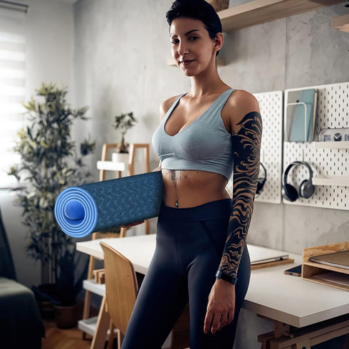 Yoga Mat 1/3 inch QMKGEC Exercise Mats, 8mm TPE Non-Slip Extra Thick Eco Friendly for Yoga Workout Pilates