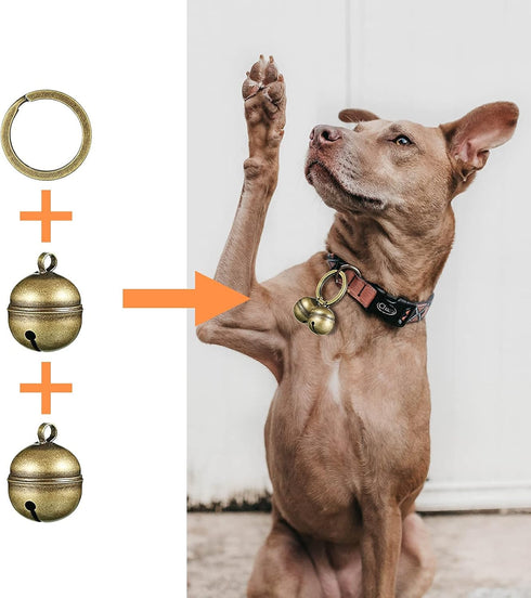 Dephnes 4 8 Dog Collar Bell Strings in Pieces Pet Bells for Collar Loud Brass Cat Bells for Collar with Key Rings