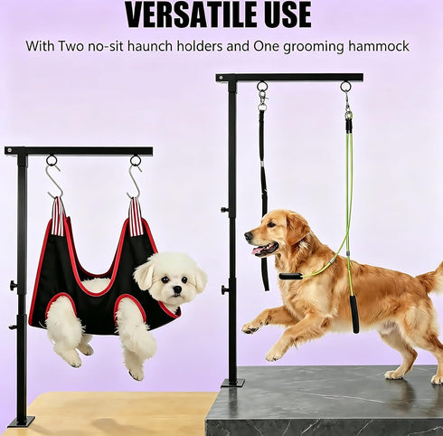 26"-40", Hammock Dog Grooming Arm with Clamp, Adjustable Height Pet Grooming Table Arm with and No-Sit Holder, Dog