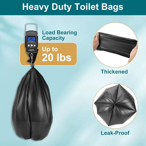 80 1.2 Portable Toilet Bags, Camp Toilet Liner for Porta Potty, Bucket Toilet, Mil Disposable Trash Bag for Camping