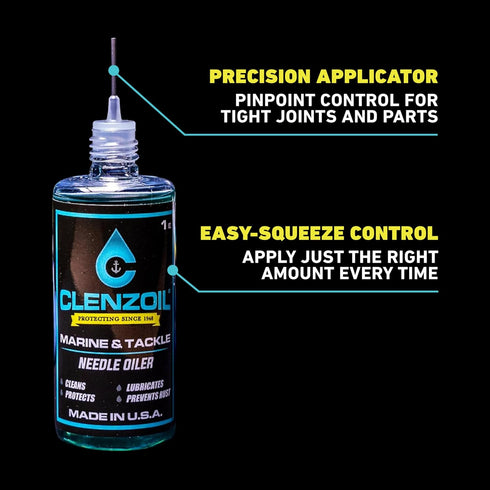 CLENZOIL Marine & Tackle - Fishing Gear Oil Lubricant - for Fish Care Reels, Boat Motors, Downriggers & More - Easily