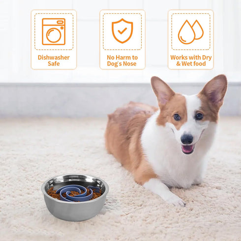 Bestalk Soft Silicone Dog Slow Feeder Insert, Slow Eating Feeder with Suction Cups for Small, Medium, and Large Dogs