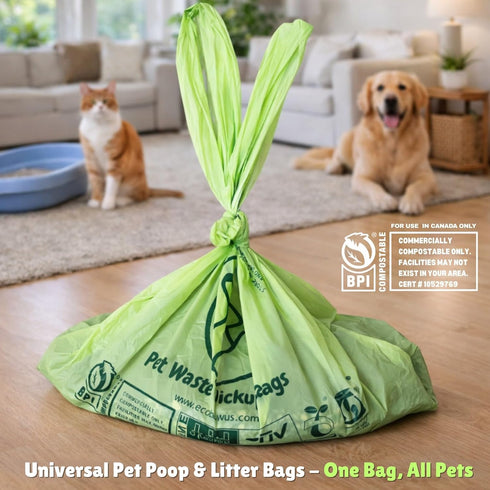 100% (120 D6400 (120 Compostable XL Pet Waste Bag ct.) Plant-Based Biodegradable Cat Litter Poop Bags Doggy Poop Bags