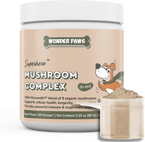 Immune Support Mushroom Powder for Dogs, Organic Mushroom Complex for Immunity and Longevity - 90 Scoops