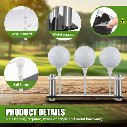 Realspring Acrylic Metal Golf Ball Display Case Golf Ball Holder with Black Base Golf Ball Stand Display Box for Golf