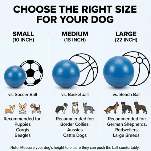 Generic 10/18/22" Herding Ball for Dogs & Horses - Tear-Resistant Inflatable Toy with Heavy-Duty Handle Cover & Pump
