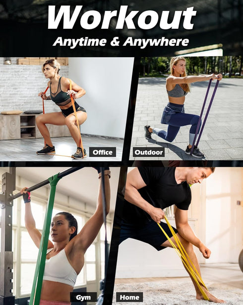 Zacro Resistance Bands, 6 Resistance Levels Pull Up Assistance Bands for Men & Women, Heavy Duty Set with Door Anchor
