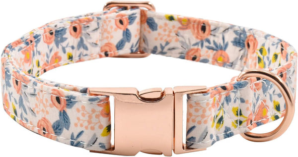Metal Buckle Dog Collar, Durable Adjustable Soft Collar for Small Medium Large Dogs (M(13-18in), Flower3)