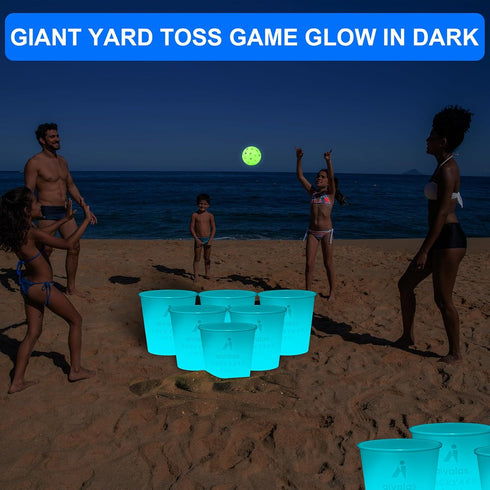 Yard Pong Outdoor/Indoor Games Set: Giant Game for Adults and Family with 12 Buckets, 4 Balls, Carrying Bag