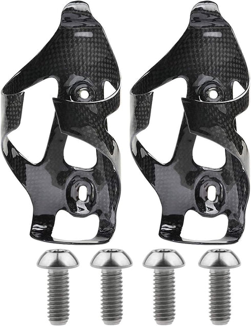 Full Carbon Fiber Bicycle Water Bottle Cages Holder Brackets Pack of 2 with Titanium Bolts