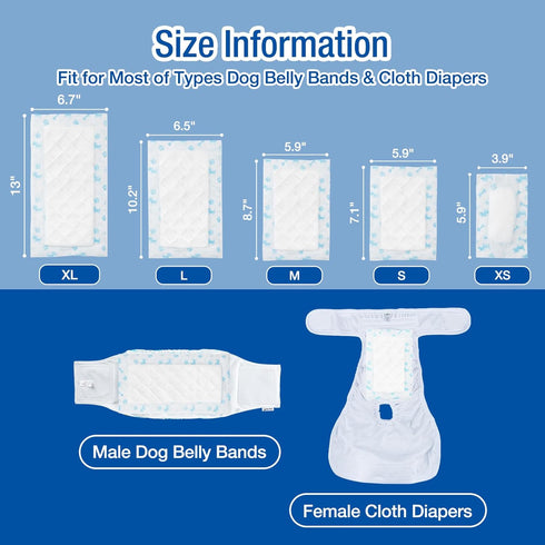 Pet Soft Disposable Dog Diaper Liners, Ultra Absorbent Booster Pads for Washable Dog Diapers, Blue, XL-50
