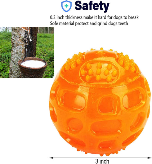 ACEONE Dog Squeaky Ball, Indestructible Bouncy Rubber Toy Balls for Small and Large Dogs, Exercise Training Playing