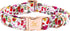 Elegant Little Tail Dog Collar, Pink Floral Print Durable Cotton Collar for X-Large Dogs with Metal Buckle