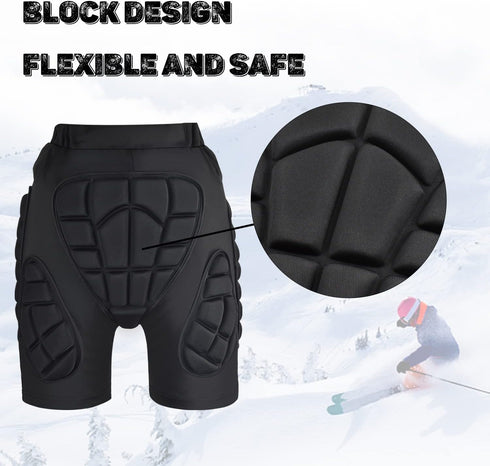 Tentock 3D Protective Hip Shorts for Snowboarding | Butt Padded Safety Impact EVA Protection, XL