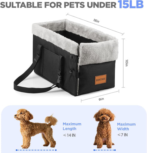 to15lbs Center Console Dog Car Seat for Small Dogs,Washable Foldable Console Booster Seat for Puppy Car Seat with Safe