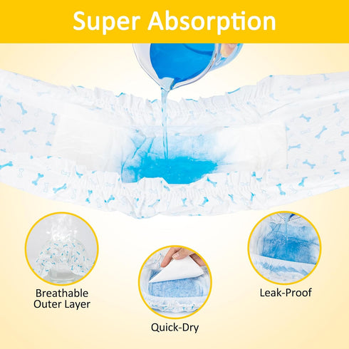 Dono Disposable Male Dog Diapers with Wetness Indicator, Super Absorbent Male Wraps Belly Bands for Male Dogs with Leak