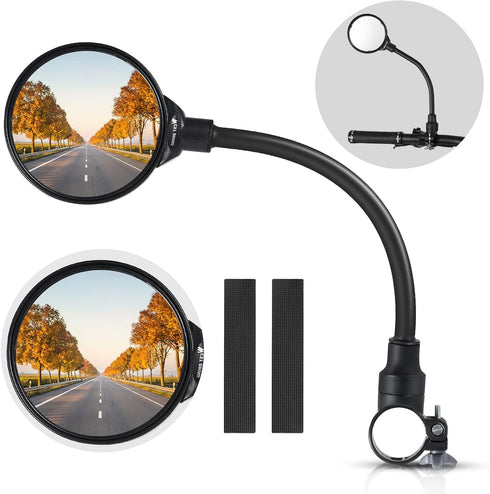 West Biking Bike Mirror Handlebar Mount, Adjustable Rotatable Bicycle Rear View Safety Mirror