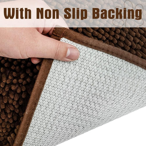 EXPAWLORER Dog Rug for Muddy Paws, Super Absorbent Microfiber Mat, Anti-Slip, Machine Washable, Brown